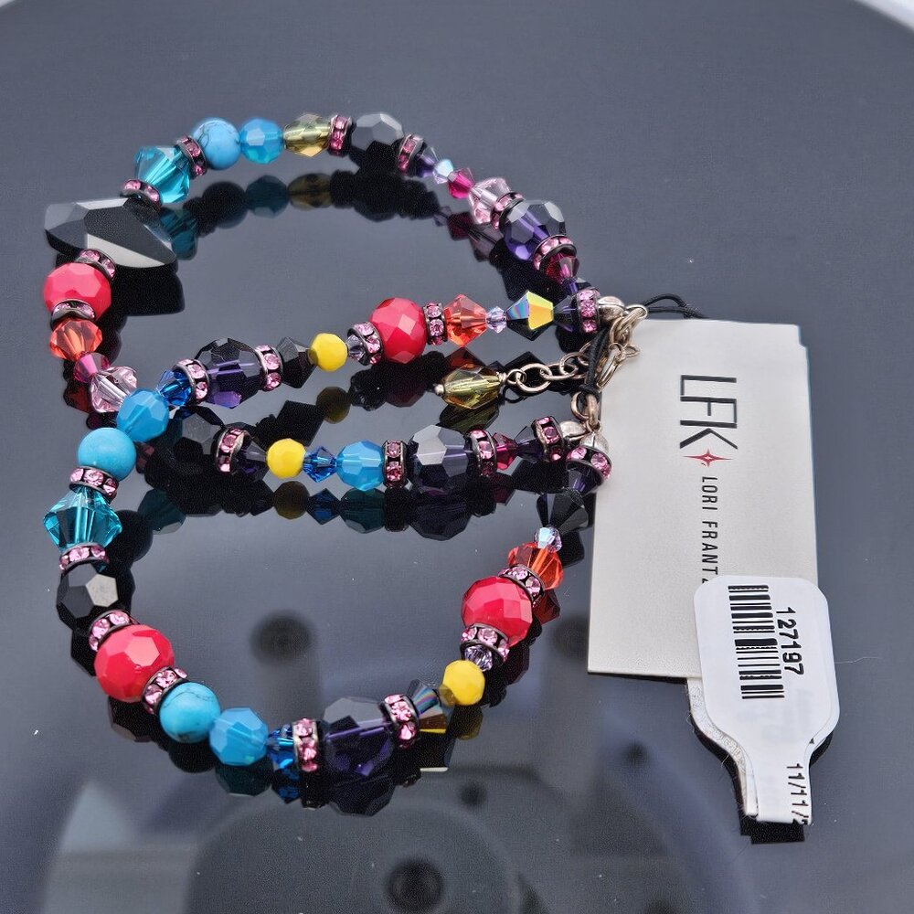 Lori Frantz-Koenig Crystal Double 2 Row Wraparound Bead Bracelet 6.5 inches